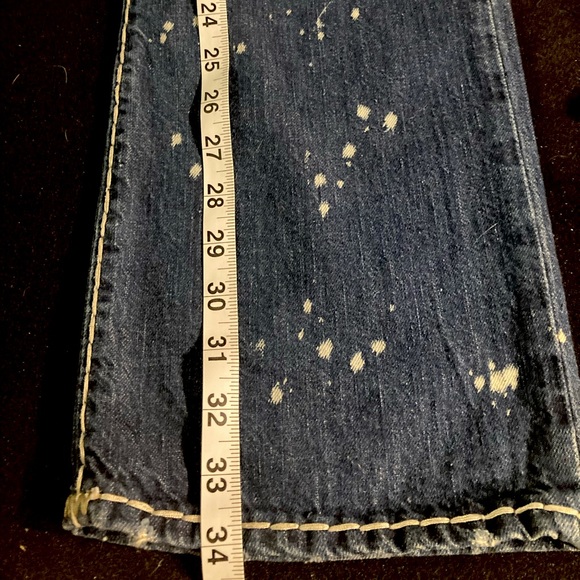 Rare! 🇺🇸 Ricky Bleach Splatter Super T True Religion size 32x34 unaltered! 😱 - Picture 8 of 14